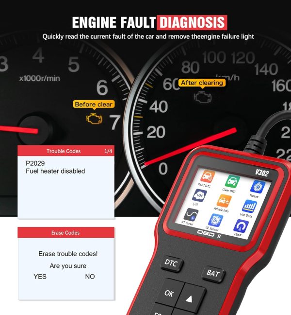 OBD2 Scanner with Upgrade Battery Tester