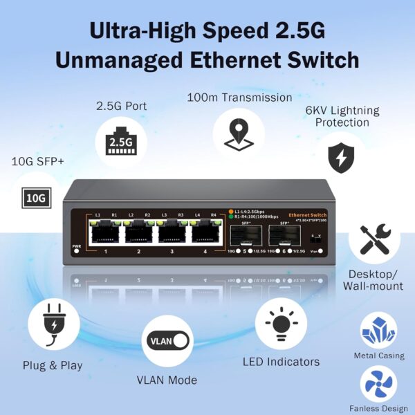 6 Port 2.5G Unmanaged Ethernet Switch