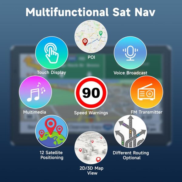 Car Sat Nav, 7 inch HD Touch Screen