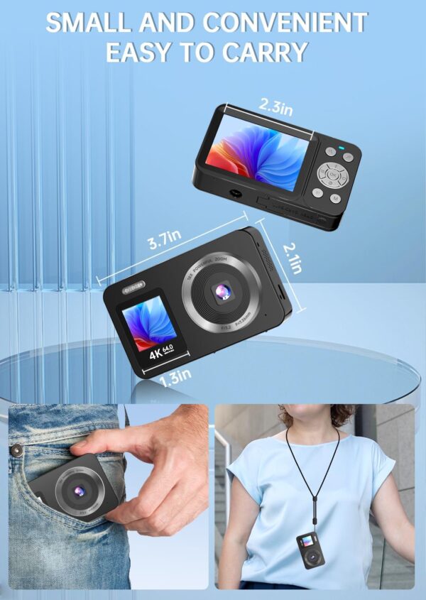 Digital Camera 4K 64MP with 64G SD Card