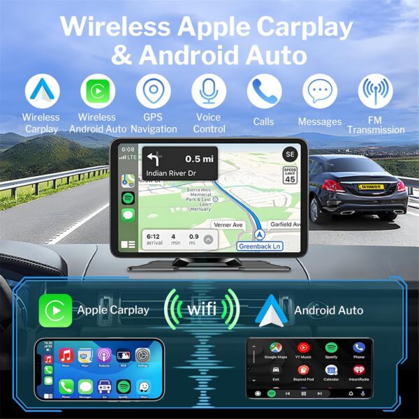 Wireless Car Stereo for Apple Carplay & Android