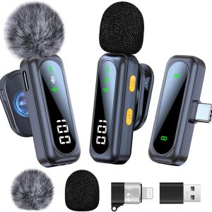 dralud 2 Pack Wireless Lavalier Microphone