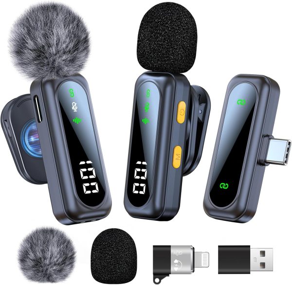 dralud 2 Pack Wireless Lavalier Microphone